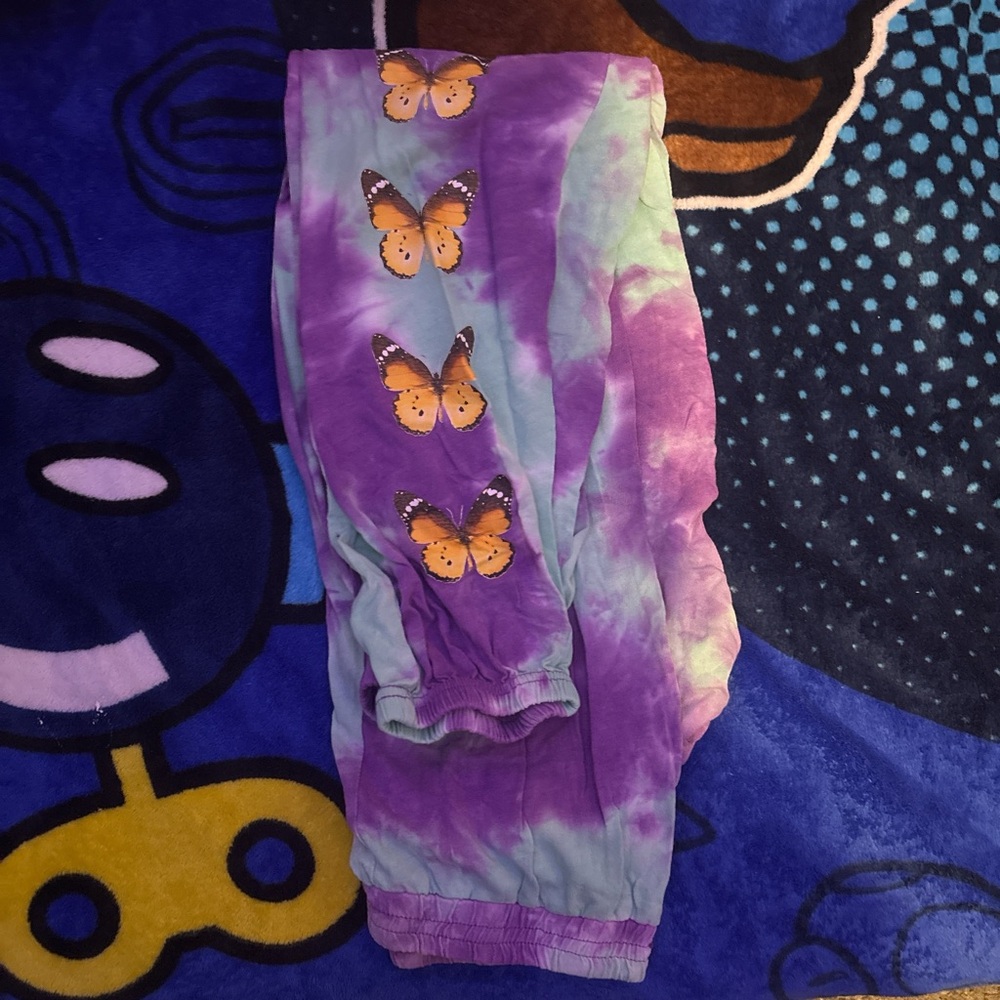 Purple and Teal Kids Bottoms with Butterfly Design